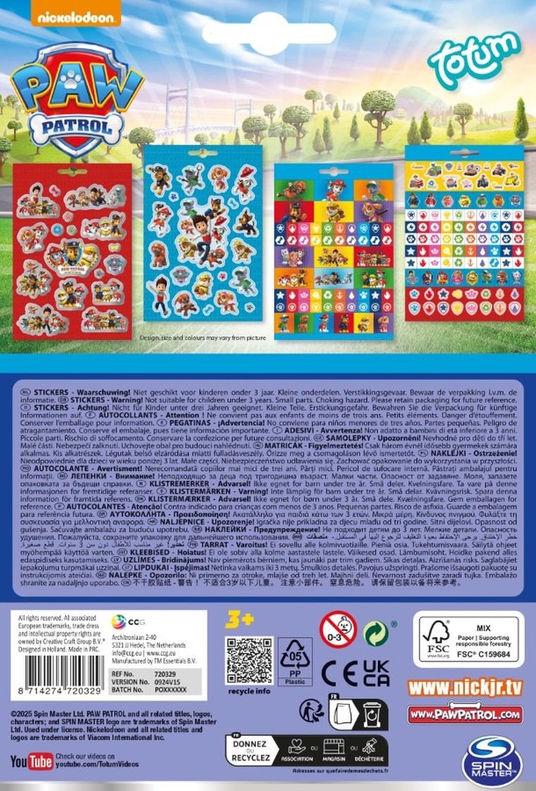Totum, Psi Patrol, zestaw naklejek metalicznych, 150 elementów