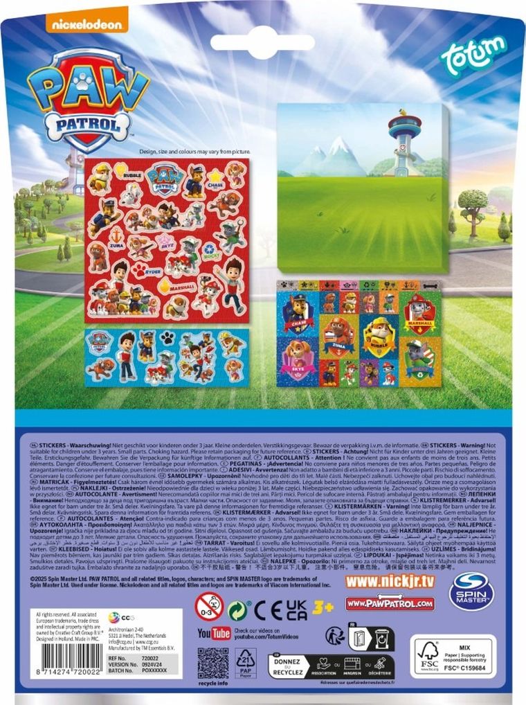 Totum, Psi Patrol, zestaw naklejek z tłem