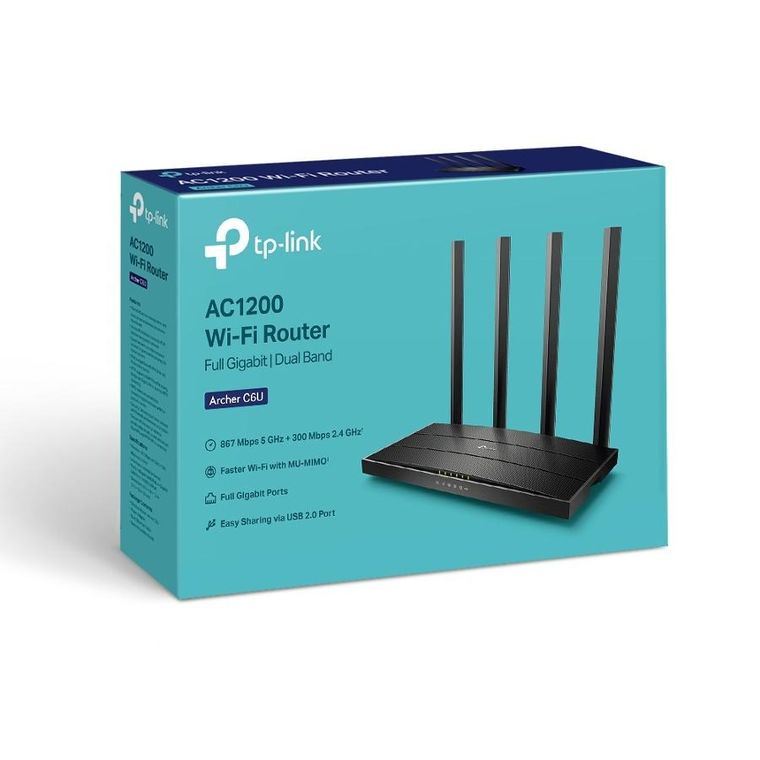 TP-Link, Archer C6U, router WiFi, AC1200, MU-MIMO, Dual Band, 5xRJ45 1000Mb/s