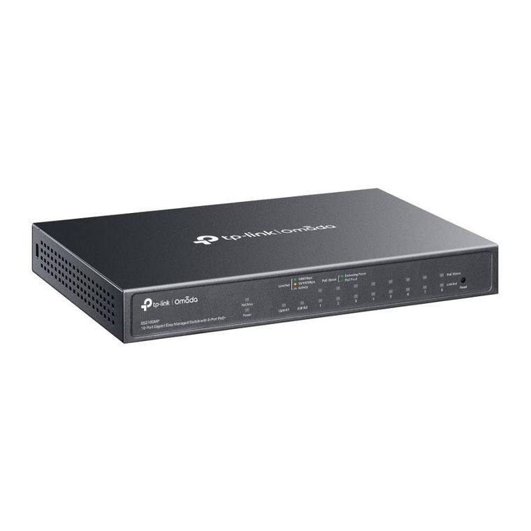 TP-Link, switch, ES210GMP, Omada, 10-Port Gigabit, Easy Managed switch with 8-Port PoE+