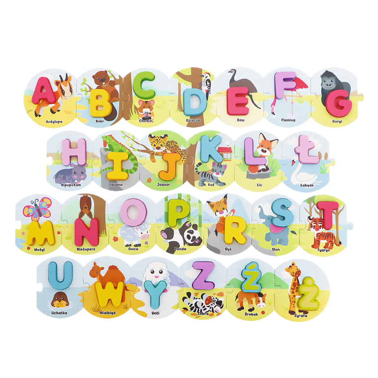 Trefl, alfabetyczna układanka, puzzle z dziurką, literki