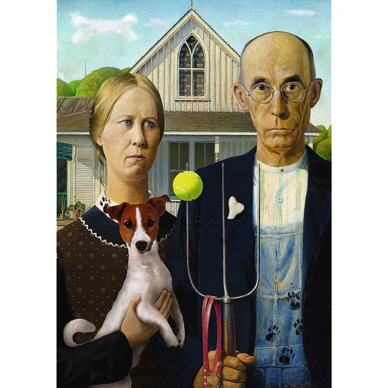 Trefl, American Gothic, Psia Edycja, puzzle, 500 elementów