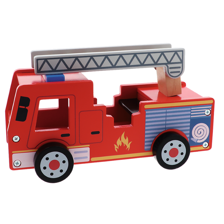 Trefl, Bobaski i Miś, Fire truck, drewniany wóz strażacki