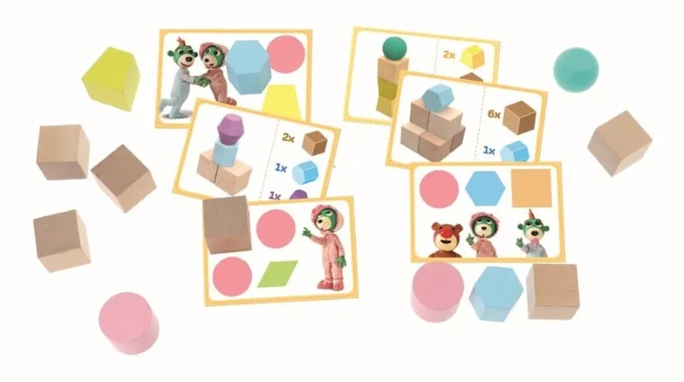 Trefl, Bobaski i Miś, O!Klocki, Pasowanki Junior, edukacyjne klocki, 30 elementów