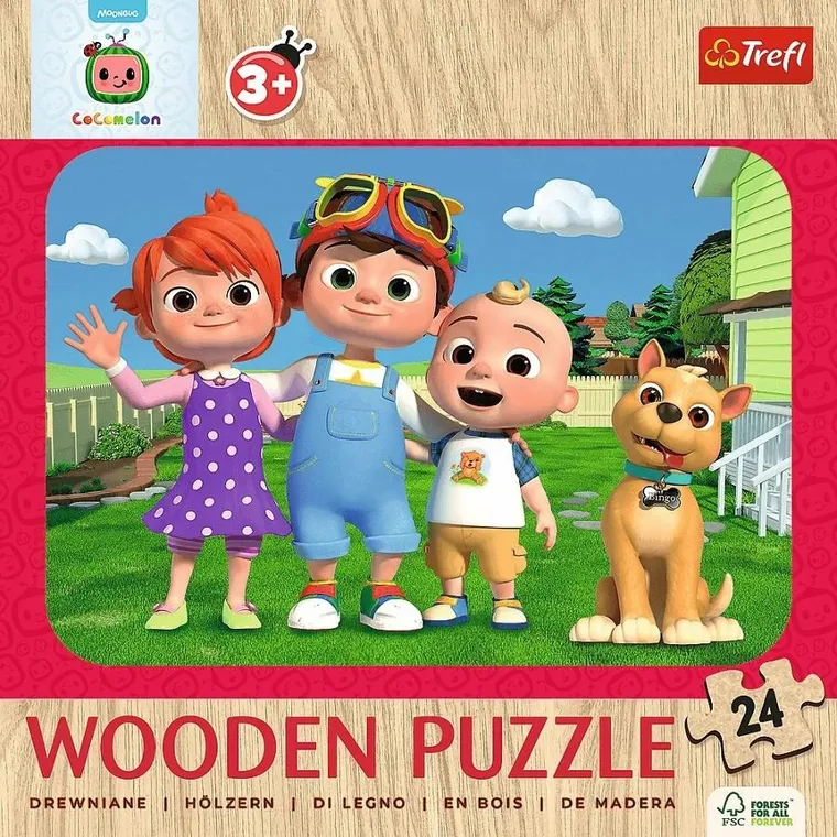 Trefl, CoComelon, Wesoły CoComelon, puzzle drewniane, 24 elementy