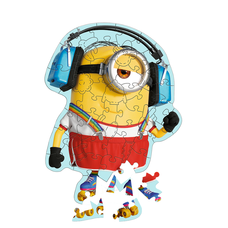Trefl, Despicable Me 4, Szalony Minionek, drewniane puzzle konturowe, 50 elementów
