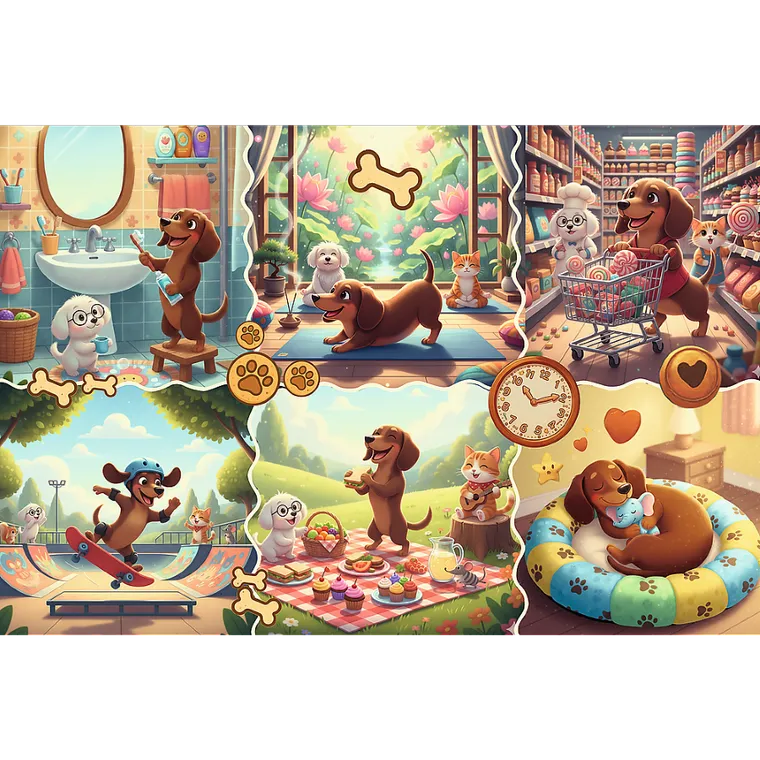 Trefl, Długi dzień jamnika, puzzle, 100 elemenów