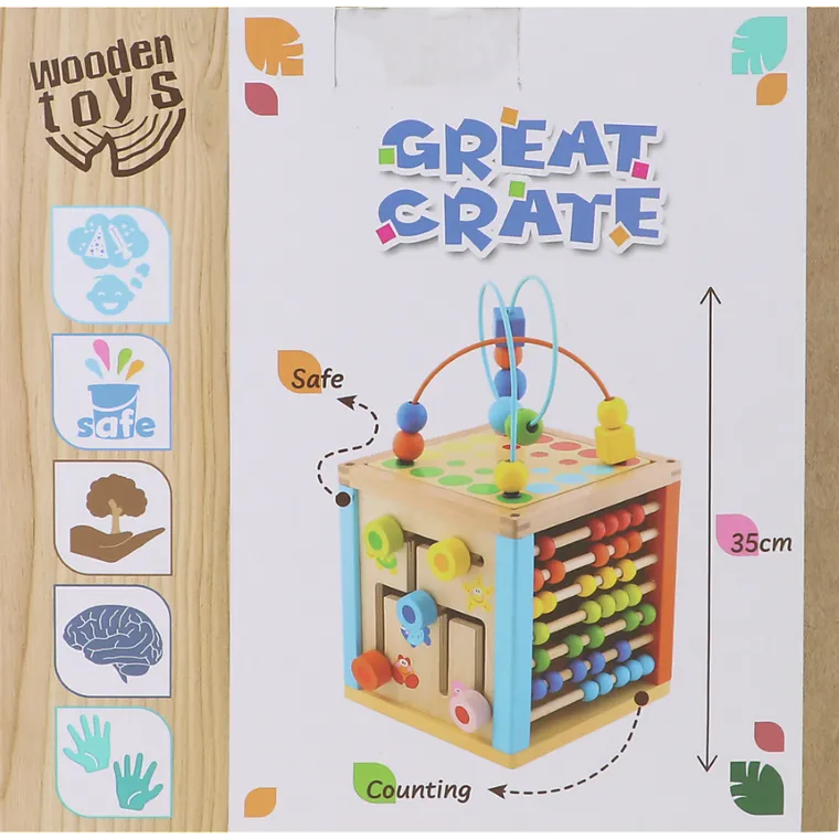 Trefl, Franek Sześcianek, kostka aktywności, drewniana zabawka edukacyjna