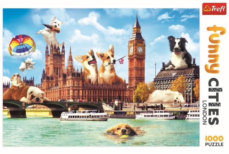Trefl, Funny Cities, Psy w Londynie, puzzle, 1000 elementów