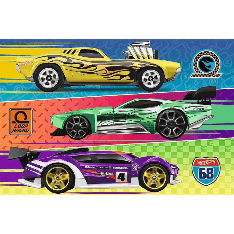Trefl, Hot Wheels, Wyścig, puzzle, 60 elementów