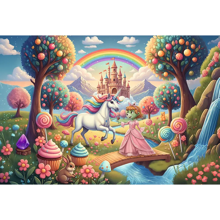 Trefl, Inspired By Fantasy, Rodzina Treflików, Jednorożec w słodyczolandii, puzzle, 100 elementów