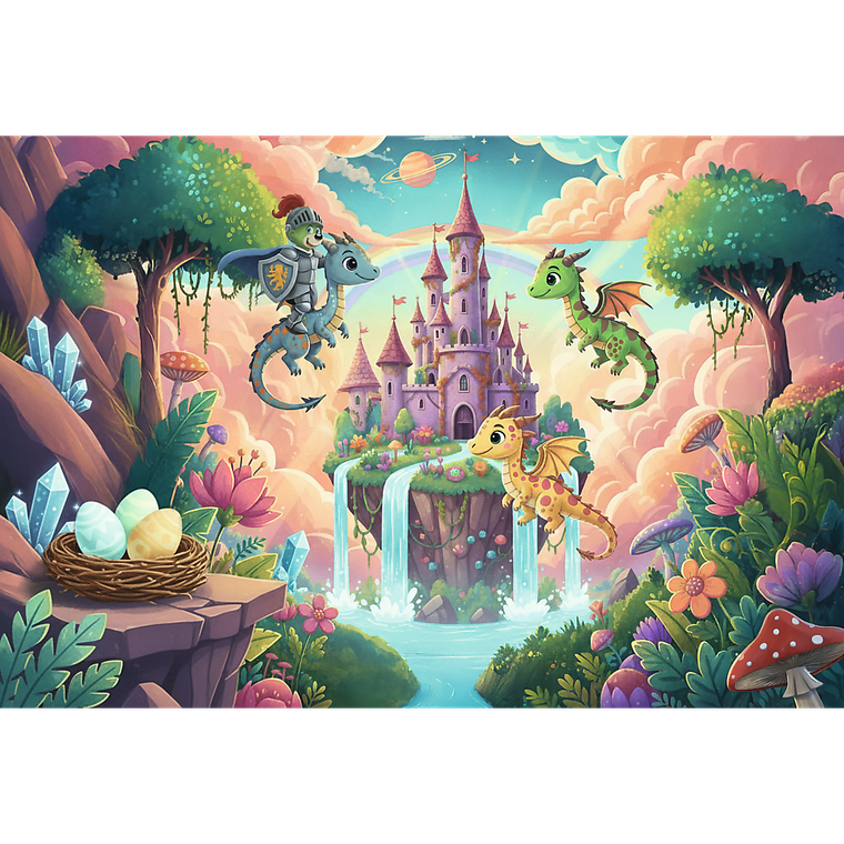 Trefl, Inspired By Fantasy, Rodzina Treflików, Rycerz Treflik i smoki, puzzle, 100 elementów