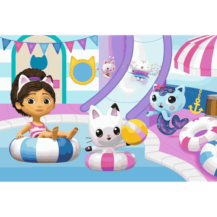 Trefl, Koci Domek Gabi, Gabby na basenie, puzzle, 60 elementów
