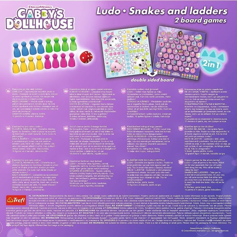 Trefl, Koci Domek Gabi, gra chińczyk + węże i drabiny, 2w1, gra familijna