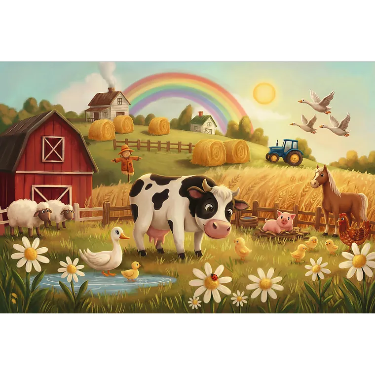 Trefl, Krowa na farmie, puzzle, 24 maxi elementy