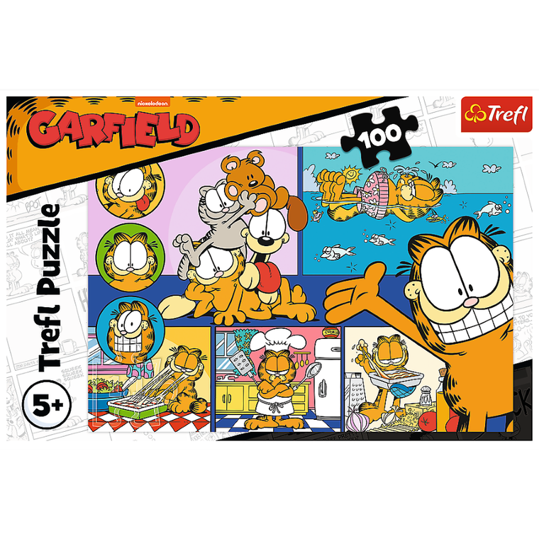 Trefl, Leniwy Garfield, puzzle, 100 elementów