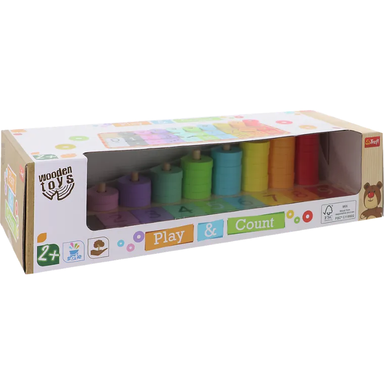 Trefl, Liczymy Główkę Ćwiczymy, drewniane klocki do nauki liczenia