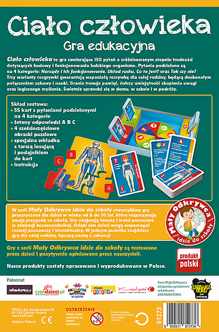 Trefl, Mały Odkrywca idzie do szkoły. Ciało człowieka, gra edukacyjna
