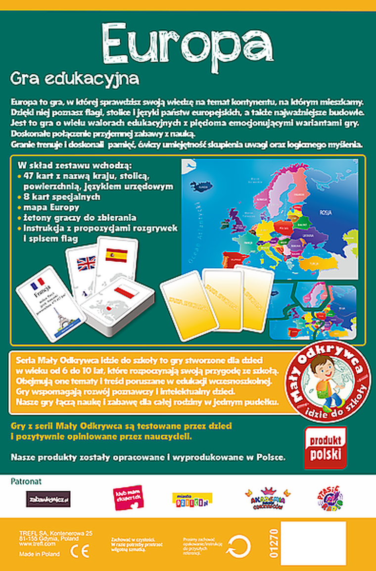 Trefl, Mały Odkrywca idzie do szkoły. Europa, gra edukacyjna