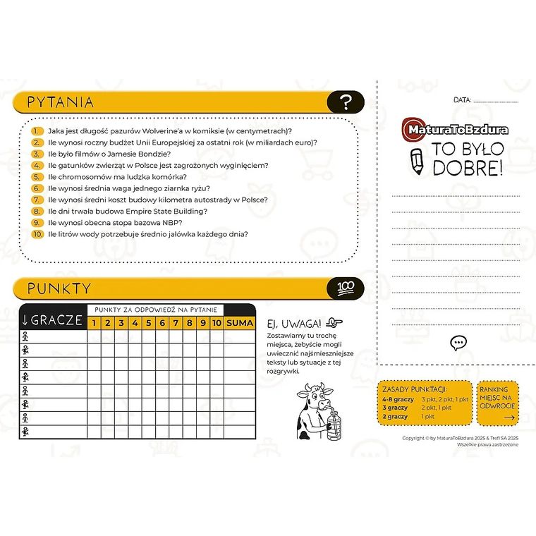 Trefl, Matura to bzdura, Quiz, szalone pytania