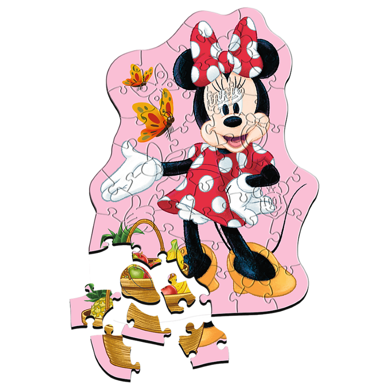 Trefl, Myszka Minnie, Wesoła Minnie, puzzle drewniane konturowe, 50 elementów