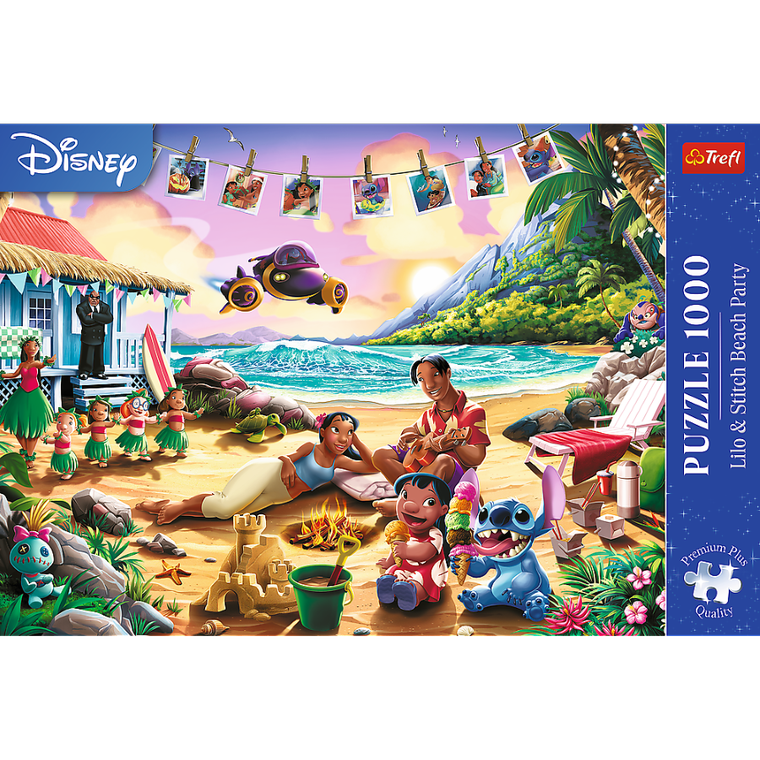 Trefl, Premium Plus, Lilo i Stitch, Impreza na plaży, puzzle, 1000 elementów
