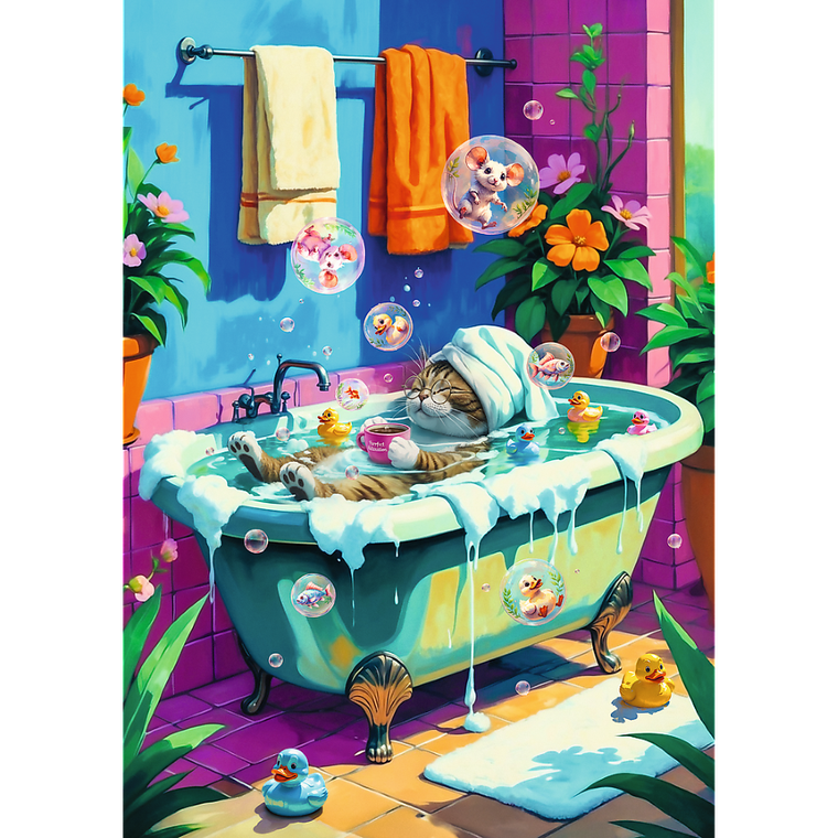 Trefl, Premium Plus, Pets & People Stuff, Miau, Relaks, Powtórz, puzzle, 1000 elementów