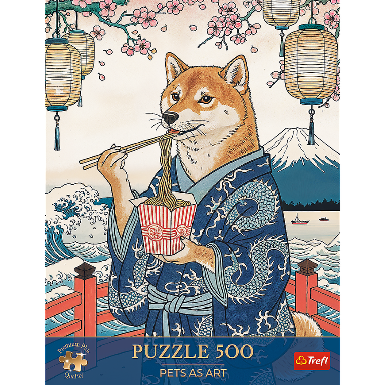 Trefl, Premium Plus, Pets as Art, Makaronowa medytacja Shiby, puzzle, 500 elementów