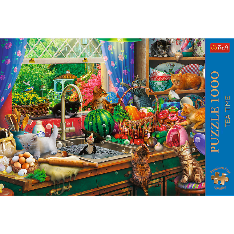 Trefl, Premium Plus, Tea Time, Kociaki rozrabiaki, puzzle, 1000 elementów