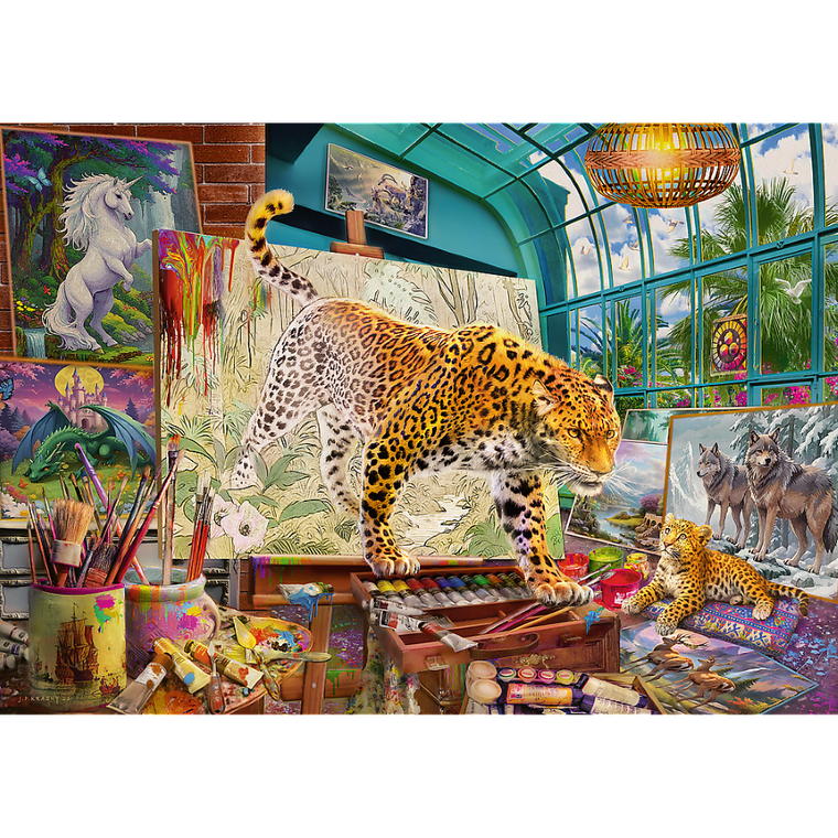 Trefl, Premium Plus, Tea Time, Lamparty w pracowni malarskiej, puzzle, 1000 elementów