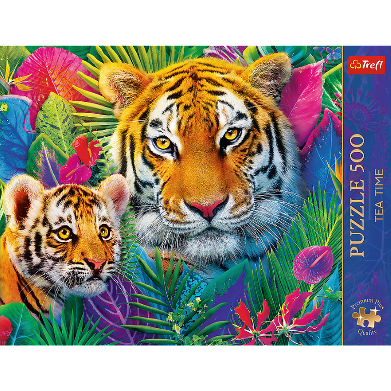 Trefl, Premium Plus, Tea Time, Tygrysy w dżungli, puzzle, 500 elementów