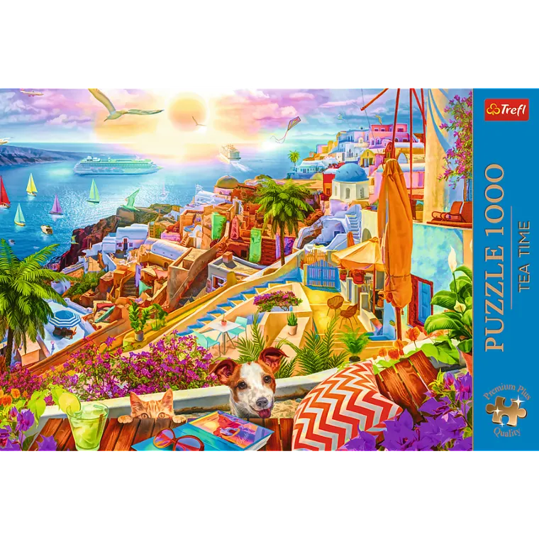 Trefl, Premium Plus, Tea Time, Z wizytą na Santorini, puzzle, 1000 elementów