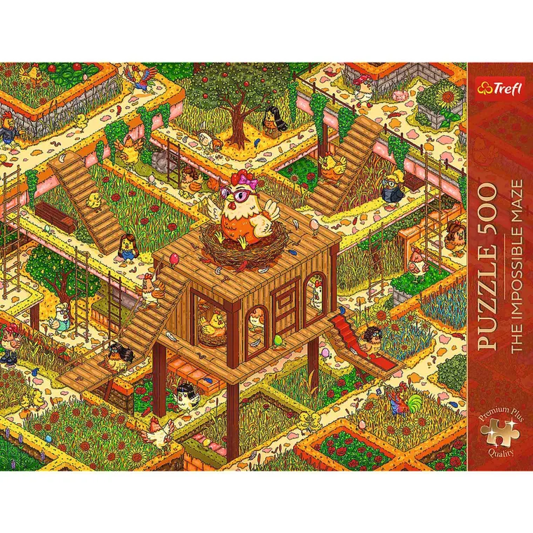 Trefl, Premium Plus, The Impossible Maze, Śmieszne kurczaki, puzzle, 500 elementów