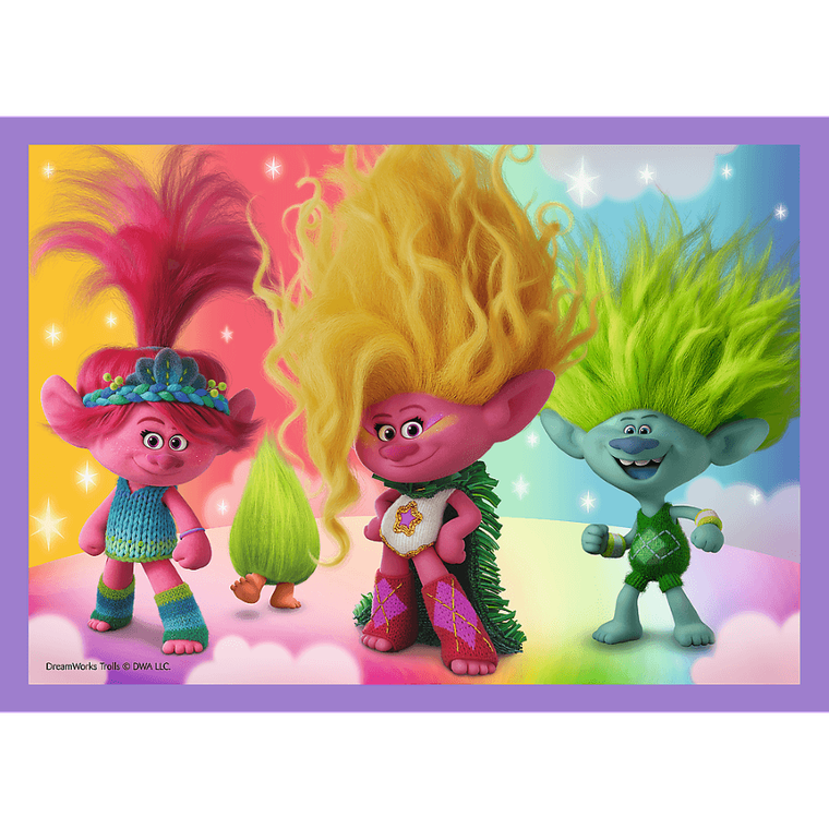 Trefl, Przygody kolorowych Trolli, puzzle 4w1