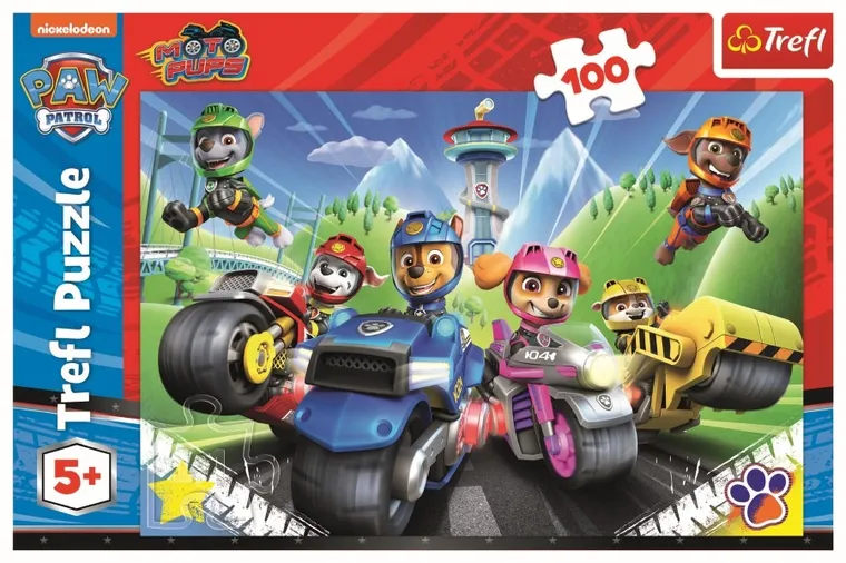 Trefl, Psi Patrol na motorach, puzzle, 100 elementów