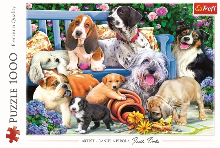 Trefl, Psy w ogrodzie, puzzle, 1000 elementów
