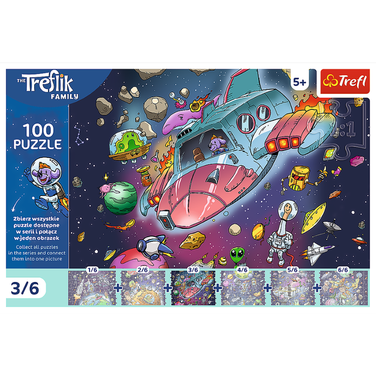 Trefl, Rodzina Treflików, Gonduś w rakiecie, puzzle, 100 elementów