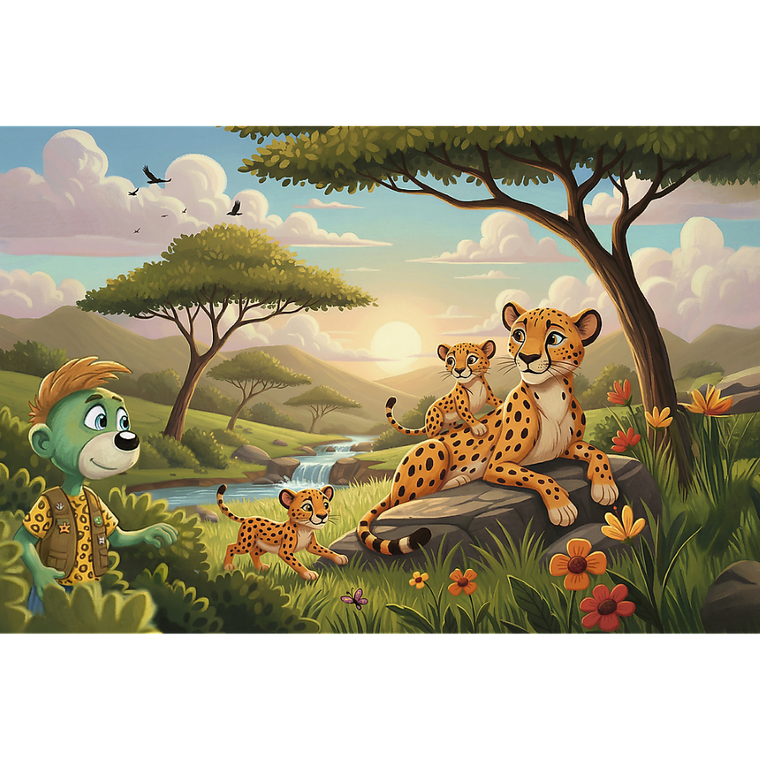 Trefl, Rodzina Treflików, Inspired By Nature, Gepardy, puzzle, 100 elementów