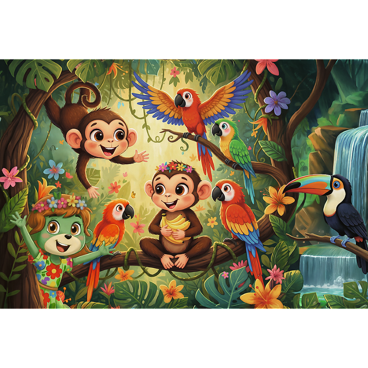 Trefl, Rodzina Treflików, Inspired By Nature, Małpki i przyjaciele, puzzle, 100 elementów