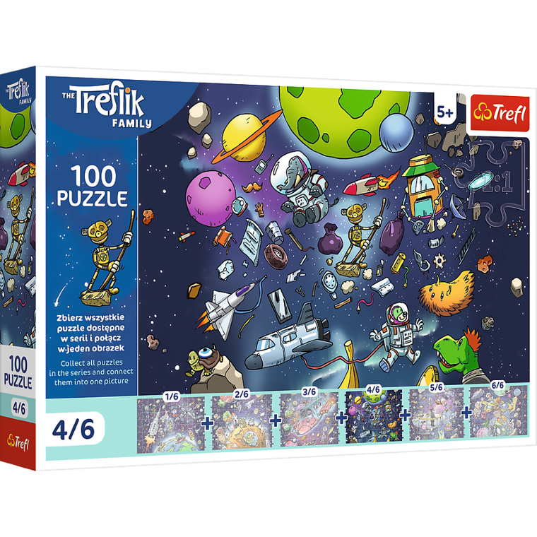 Trefl, Rodzina Treflików, Robobot w kosmosie, puzzle, 100 elementów