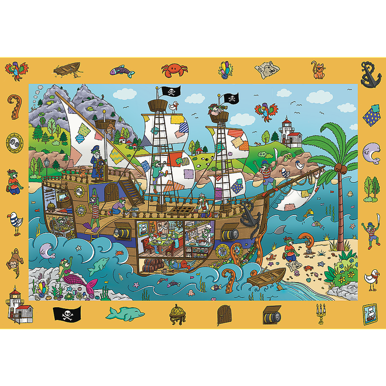 Trefl, Rodzina Treflików, Spy Guy, Statek piracki, puzzle obserwacyjne, 100 elementów