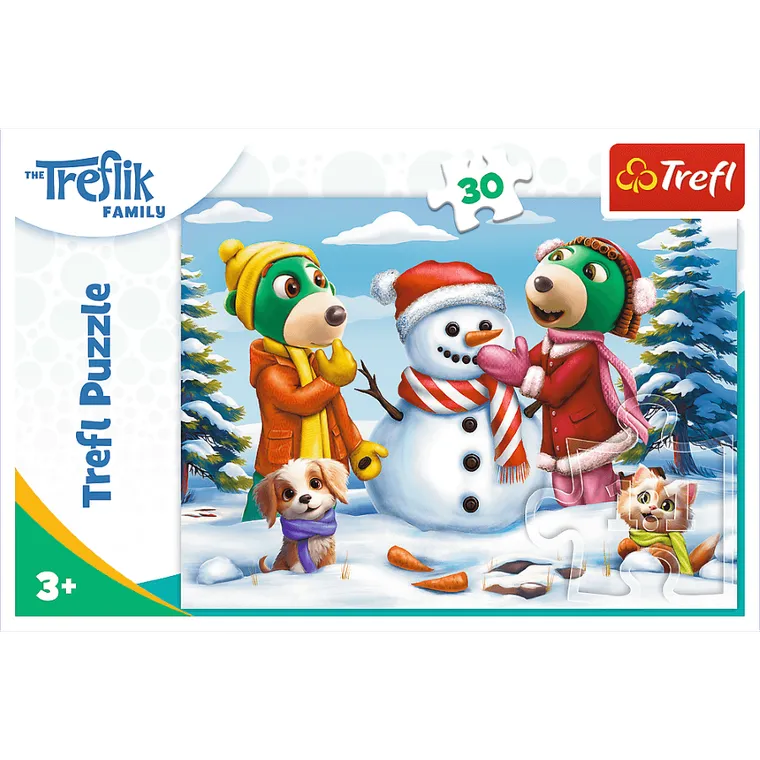 Trefl, Rodzina Treflików, Zimowe zabawy Treflików, puzzle, 30 elementów