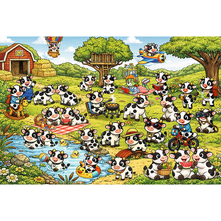 Trefl, Seek & Find, Rodzina Treflików, Świat krówek, puzzle, 100 elementów