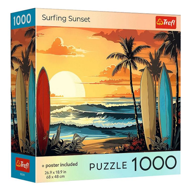 Trefl, Surfing Sunset, USA, puzzle, 1000 elementów