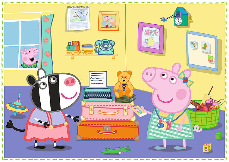 Trefl, Świnka Peppa, Wspomnienia z wakacji, 4w1, puzzle, 12, 15, 20, 24 elementy