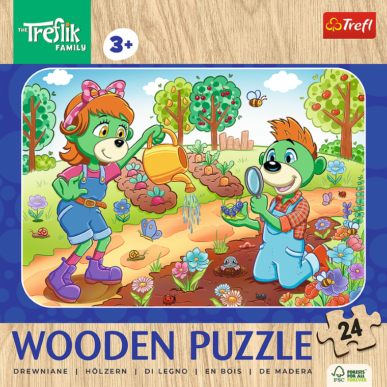Trefl, Trefliki, Poznaj Rodzinę Treflików, puzzle drewniane, 24 elementy