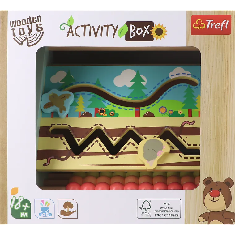 Trefl, trójkąt aktywności, drewniana zabawka edukacyjna