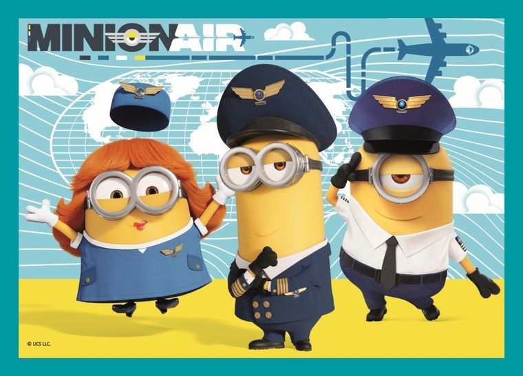 Trefl, Wesoły świat Minionków, puzzle 4w1