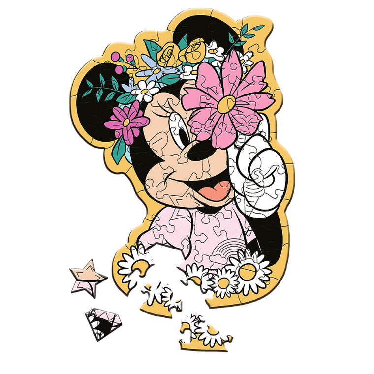 Trefl, Wood Craft Junior, Myszka Minnie, W świecie Minnie, puzzle drewniane, 50 elementów