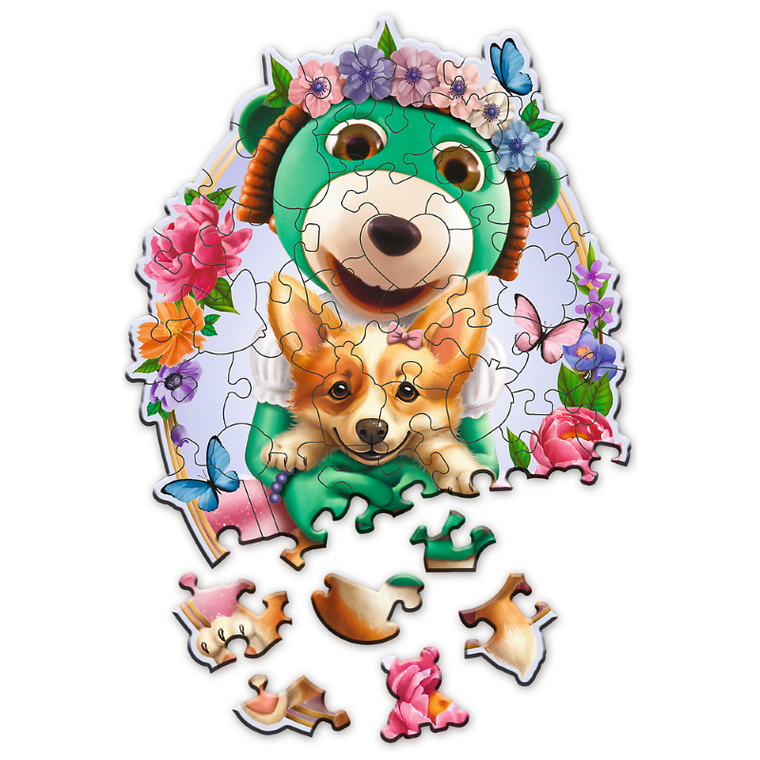 Trefl, Wood Craft Junior, Trefliki, Wesołe Trefliki, puzzle drewniane, 50 elementów